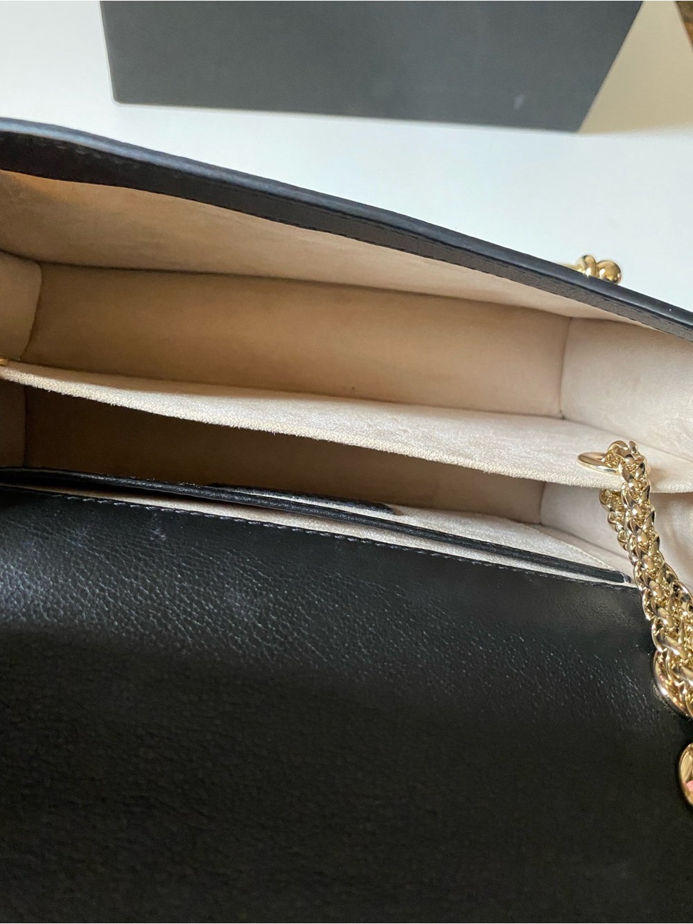 Strathberry East/West Black Leather Gold Chain Shoulder Bag + Box - Picture 7 of 16